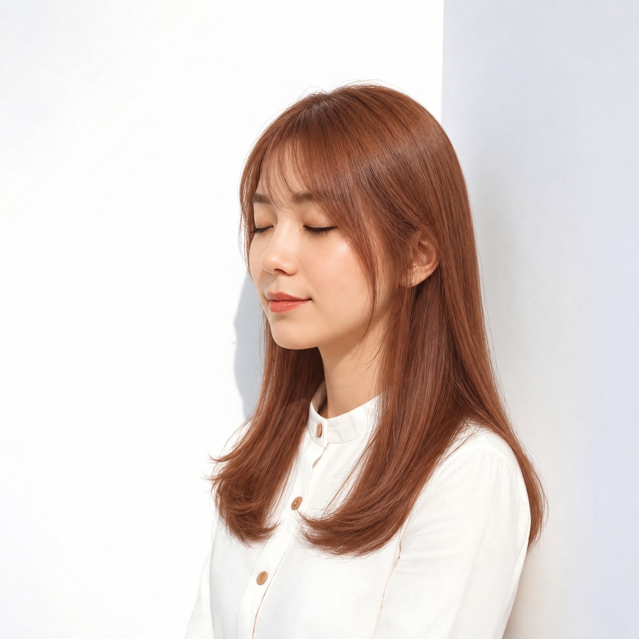 2. ストレートロングのオレンジブラウン