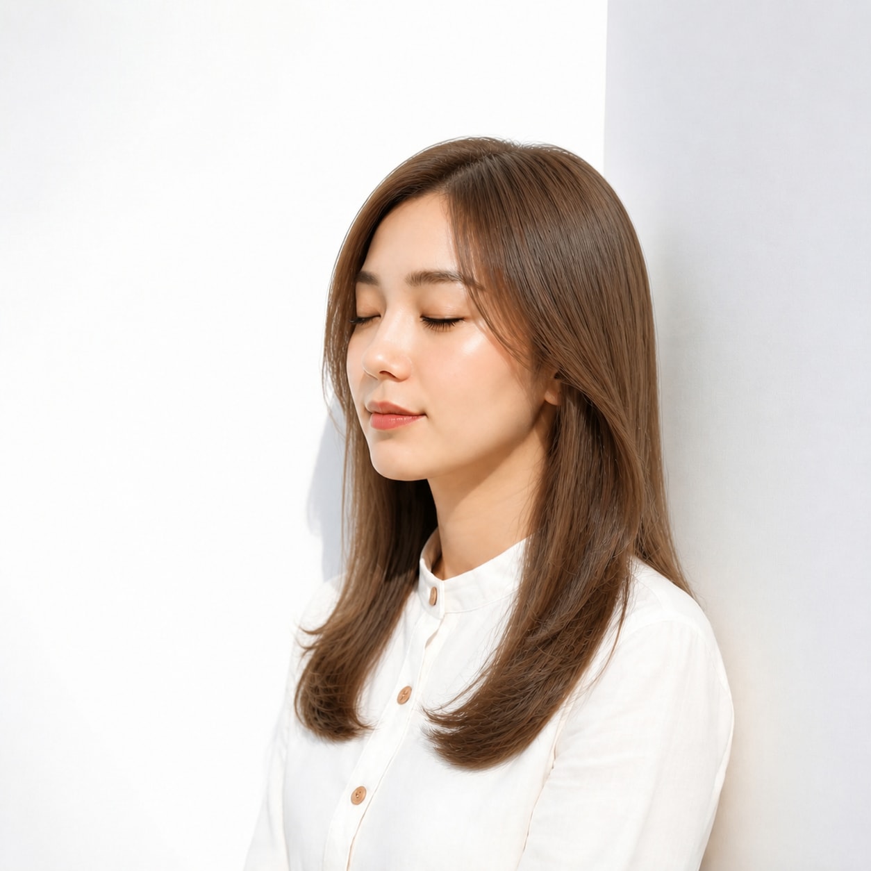 3. ヘーゼルブラウン × ストレートロング：自然な透明感を楽しむ