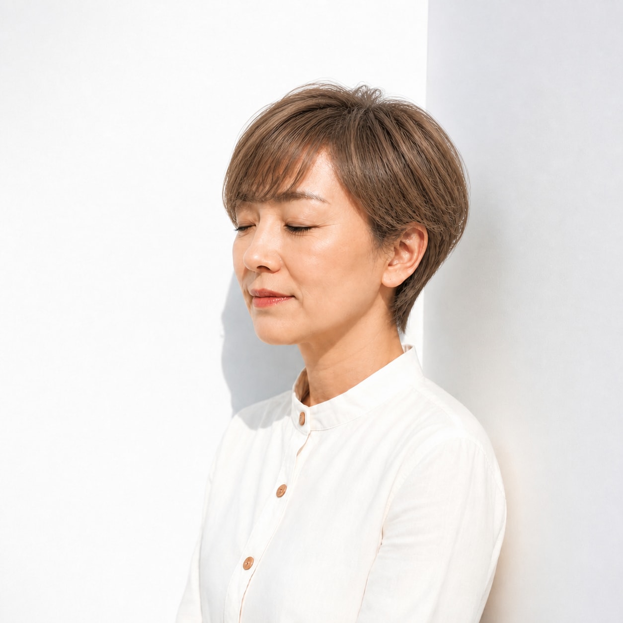 3. マッシュショート × ライトブラウン：50代を軽やかに