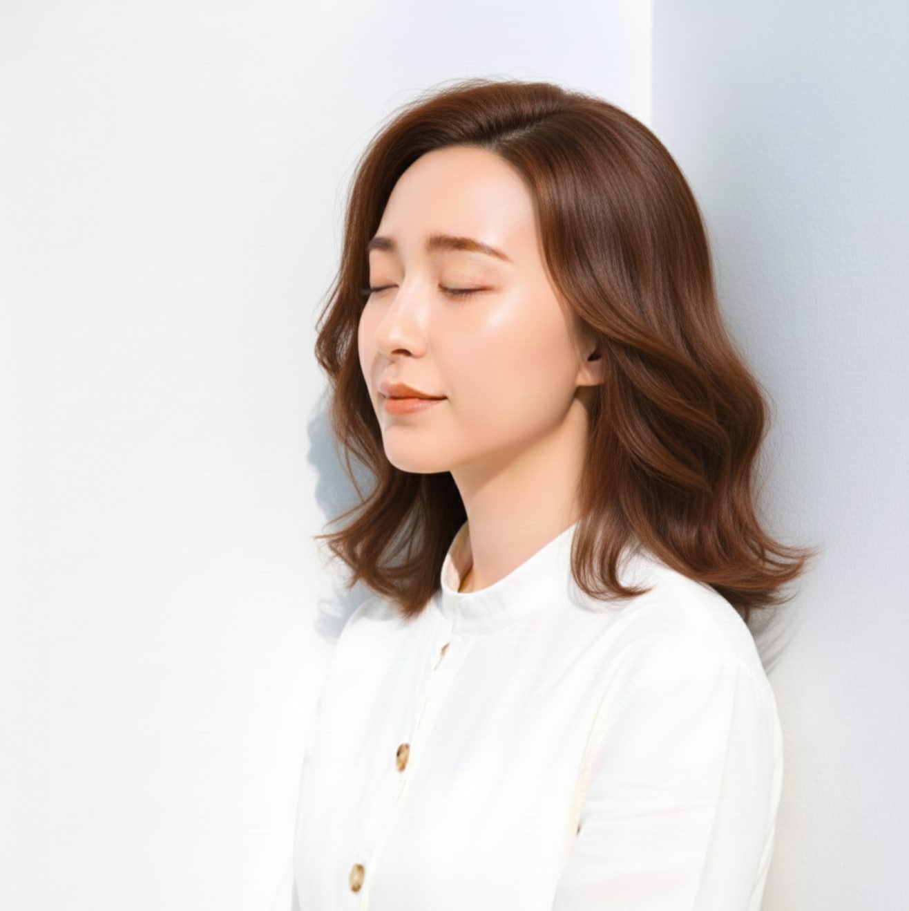 3. ライトキャメルブラウン×ゆるミディ：柔らかさが際立つあたたかカラー