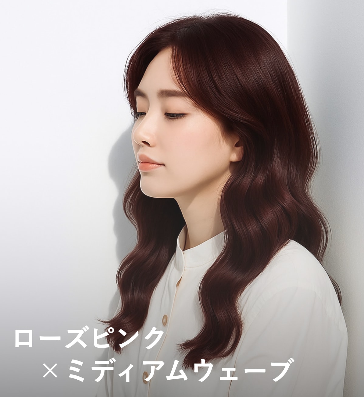 3. ローズピンク×ミディアムウェーブ