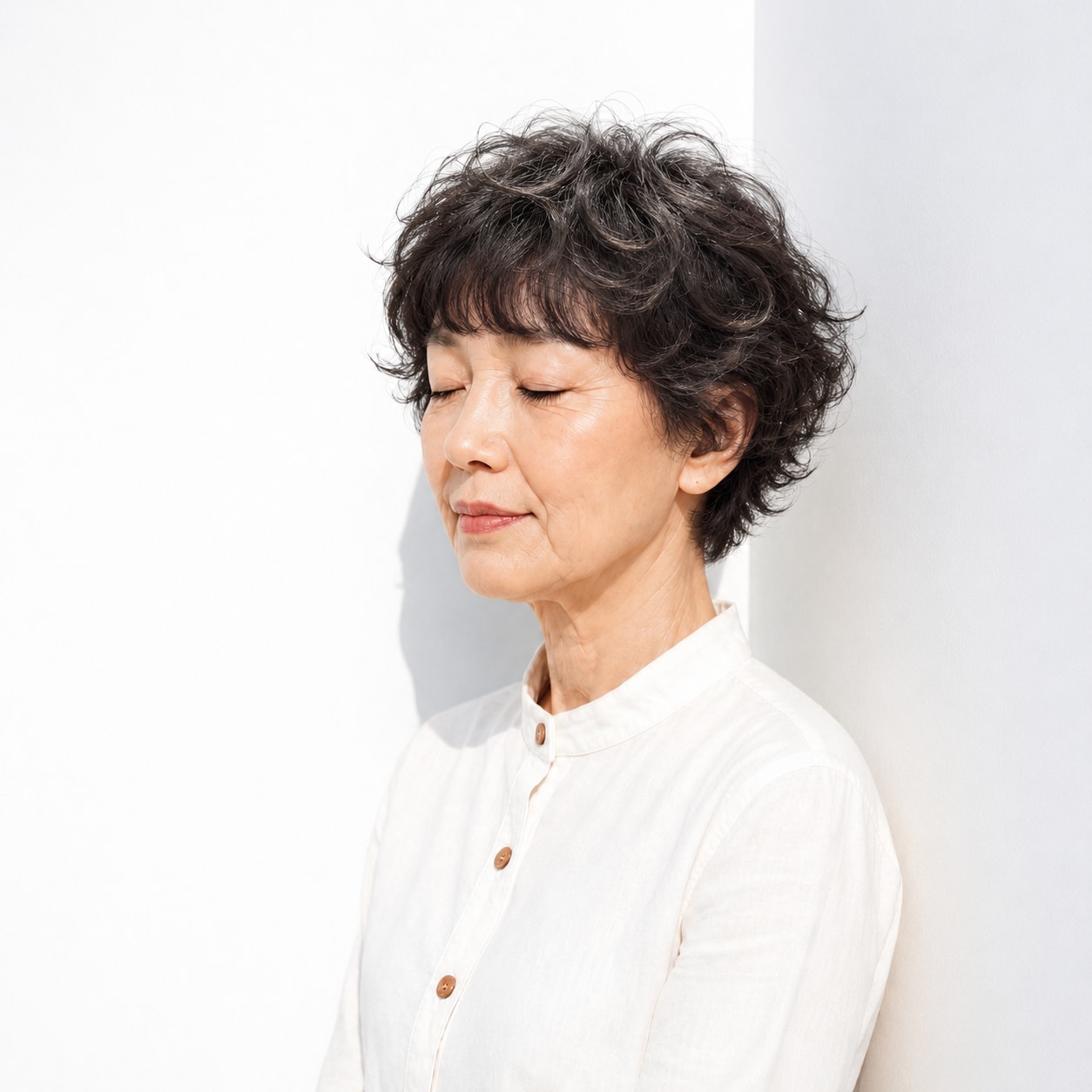 3. 丸みショート × カール前髪：くるんとした毛束が表情を彩る