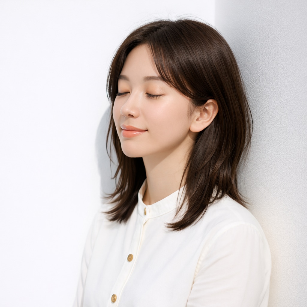 前髪なしロング×ナチュラルレイヤー：軽やかさを引き立てる清潔感ロング