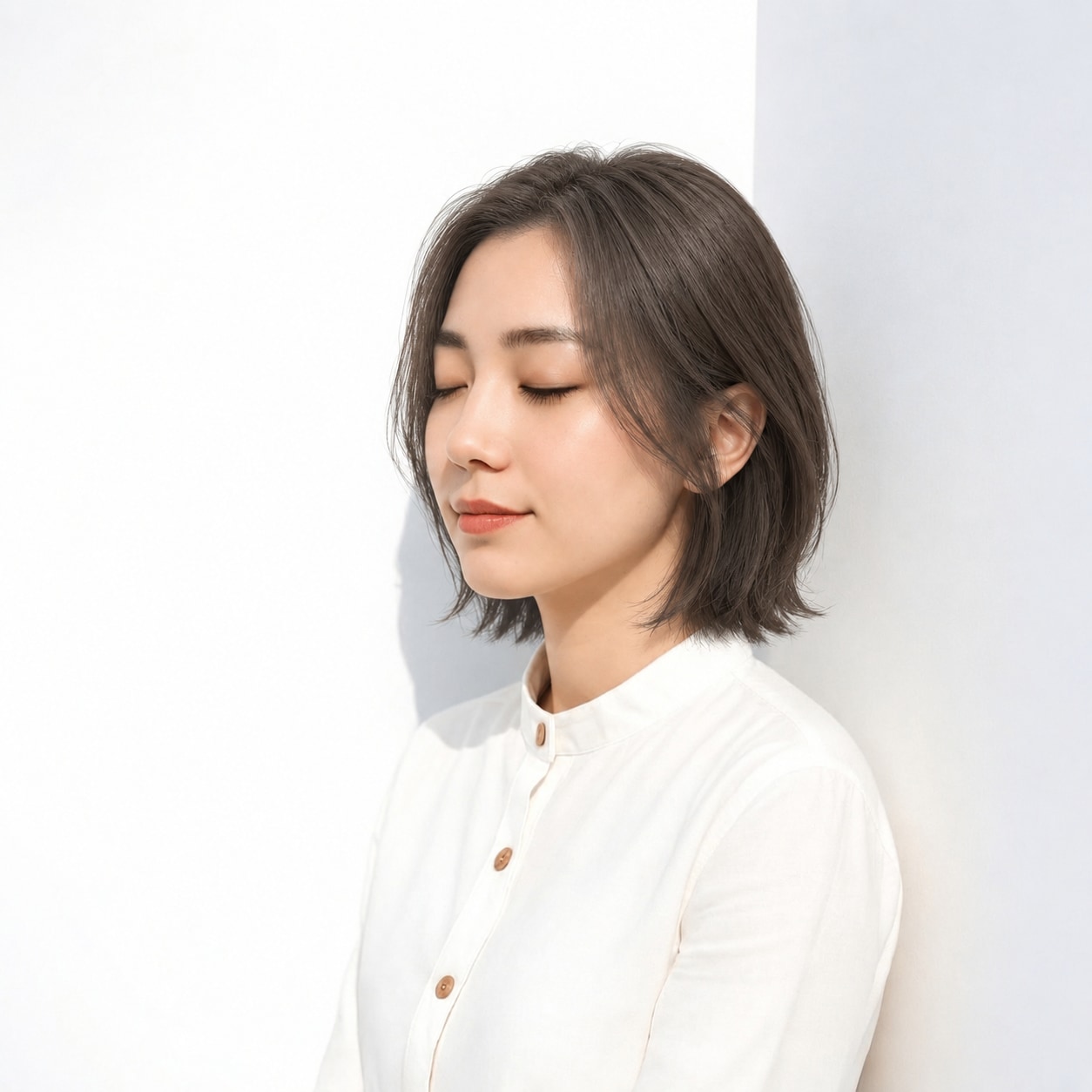 2. 外ハネボブ × 流し前髪：抜け感のある大人カジュアル