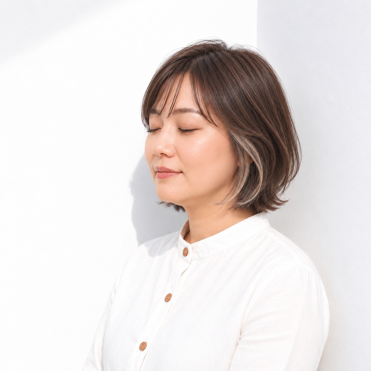 1. 外ハネボブ × インナーカラー：遊び心のある大人ヘア