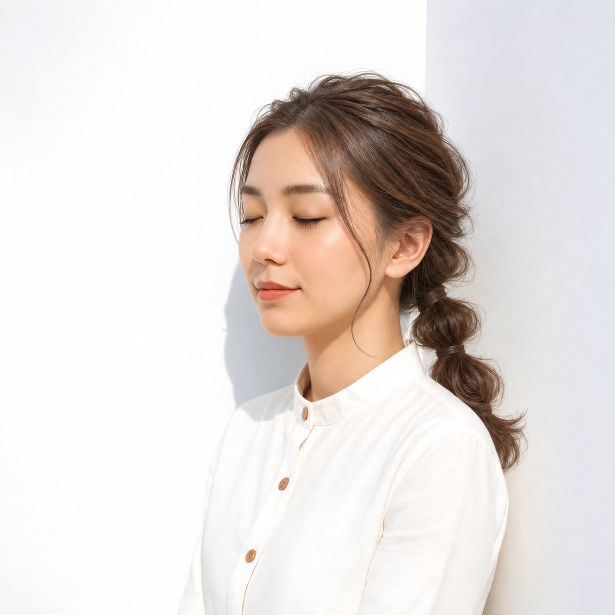 3. 玉ねぎヘア × 低め玉ねぎポニー：重心が上がりすぎず、落ち着いたバブルアレンジになります
