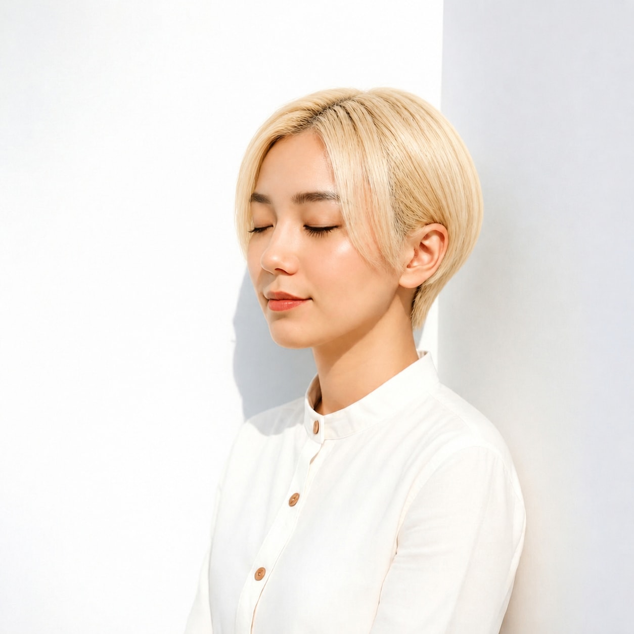 3. 金髪ショート × サイドパート：大人っぽい横顔に