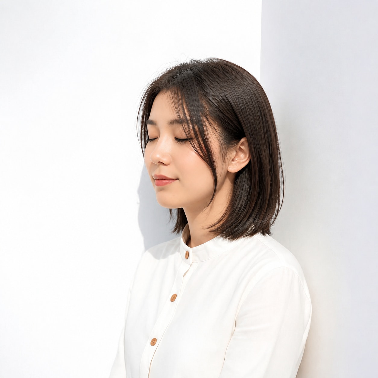 3. 長めボブ × 耳かけストレート：横顔をすっきり