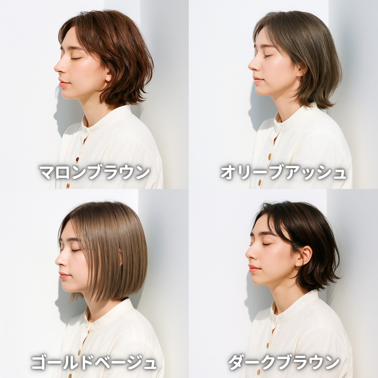 イエベ秋タイプ(オータム)に似合う髪色の例