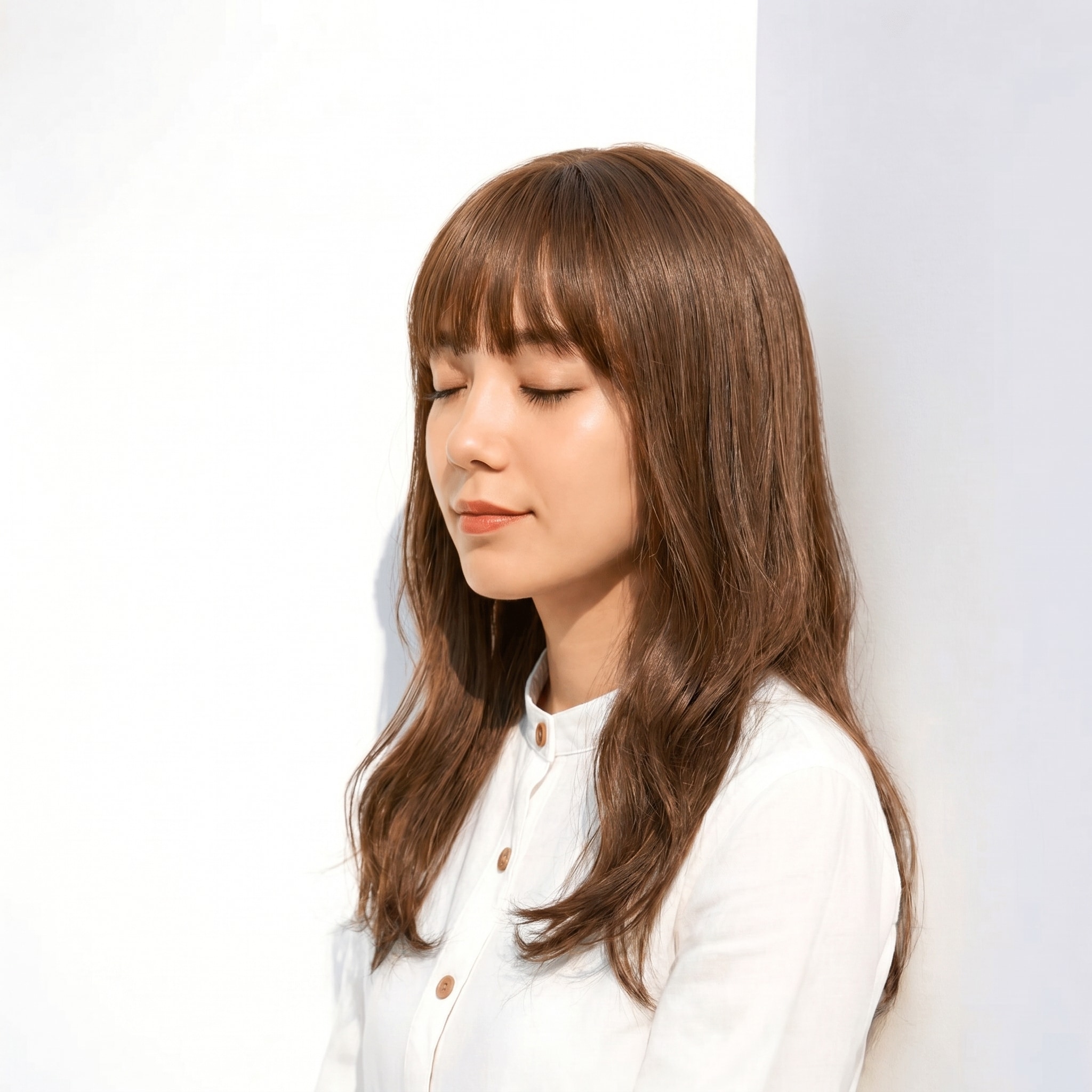 30. ブリーチなしミルクティーベージュ×透け感: 赤みを抑えたベージュで自然なツヤをプラス