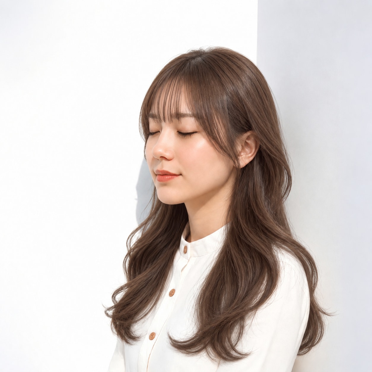 4. ゆる巻きロング × ブラウン：大きな曲線で優雅な印象に
