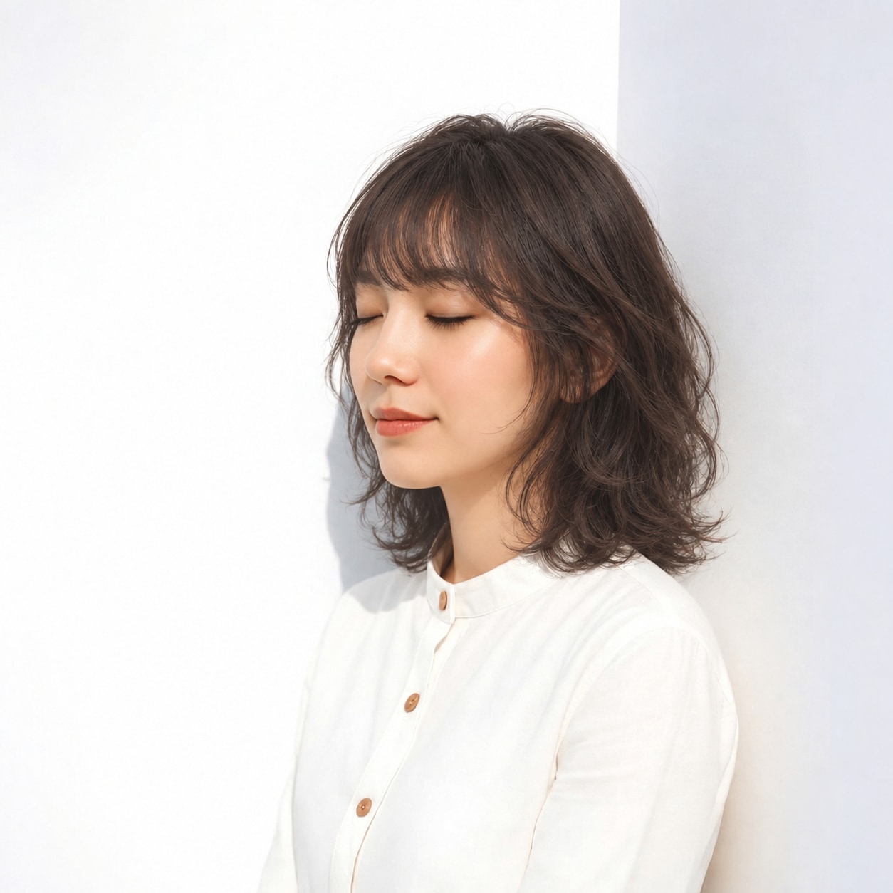 4. コスメパーマ × 前髪パーマ：顔まわりだけ直線にならず、全体の質感が自然につながります