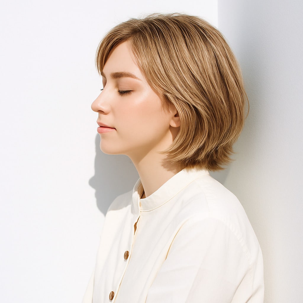 4. シアーベージュ×フェミニン：柔らかな丸みで女性らしさを演出