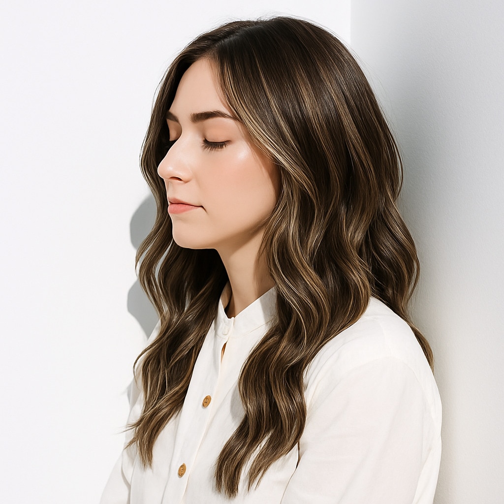 4. シフォンベージュ×ハイライト：細めのハイライトで奥行きを表現