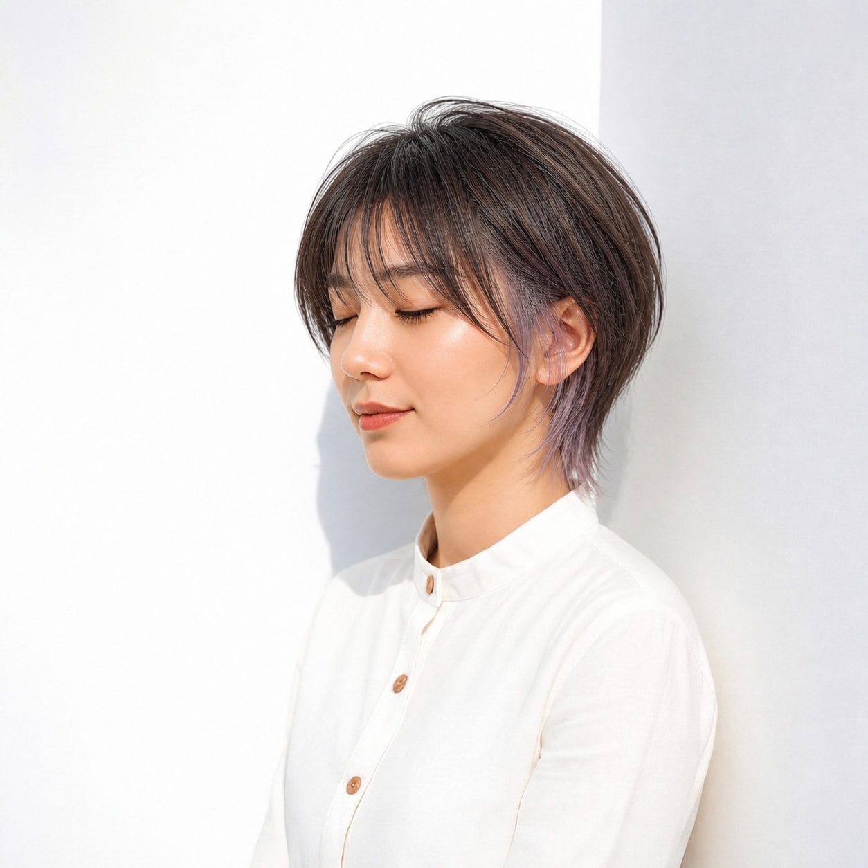 4. ショート × ラベンダーのインナーカラー：やさしく個性的に