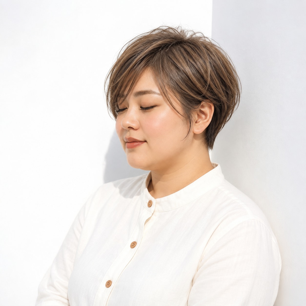 トップにふんわり感があり耳まわりが短いハンサムショート