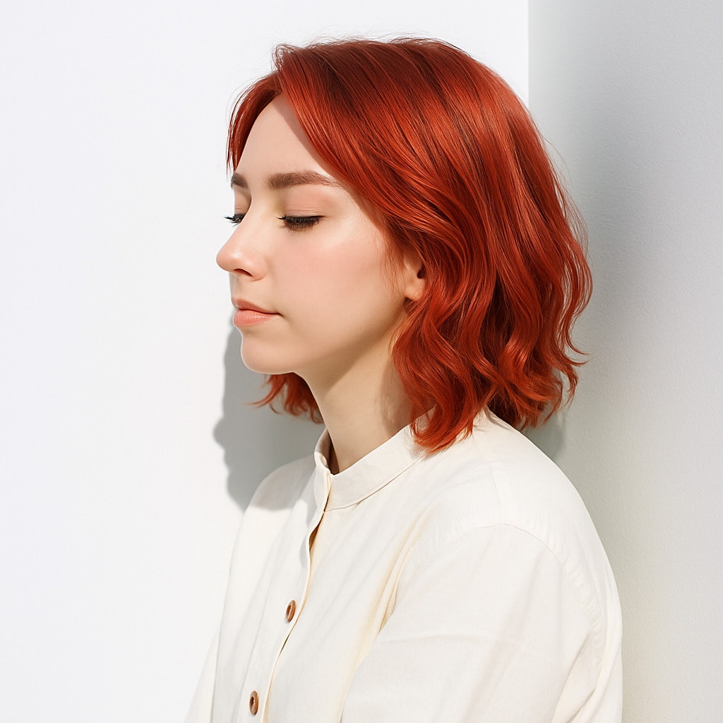 4. ピンクオレンジ×軽やか：空気を含むウェーブが魅力的