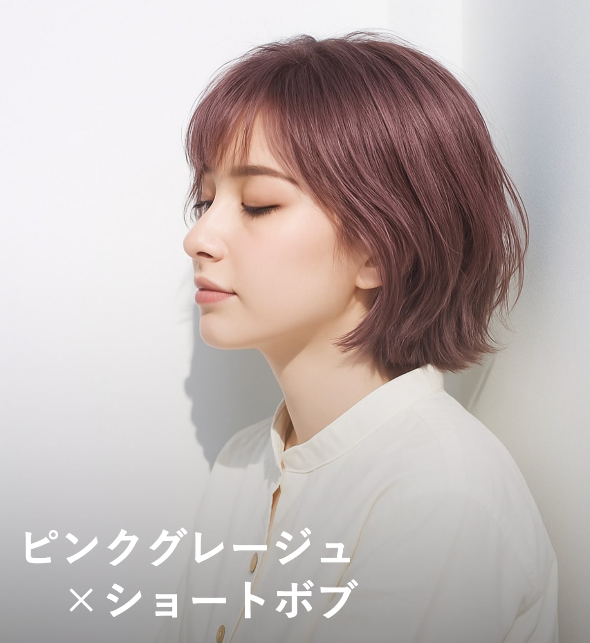 4. ピンクグレージュ×ショートボブ