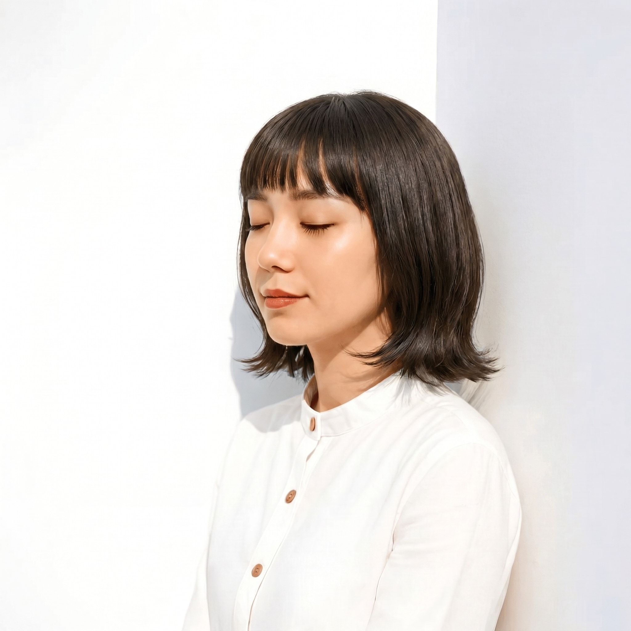 4. ブリーチなしグレーアッシュ×ストレートボブ: 青みスモーキーで上品なツヤを演出