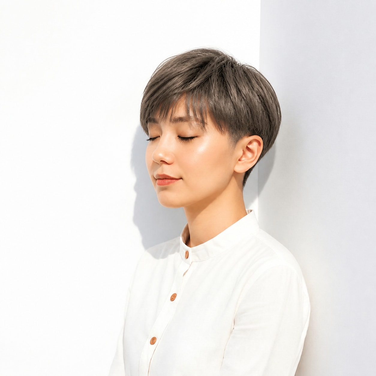 4. 刈り上げショート × 流し前髪：すっきり好印象