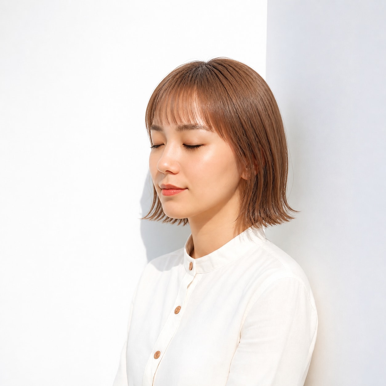4. 外ハネボブ × 前髪あり × ライトブラウン：明るい髪を軽快に