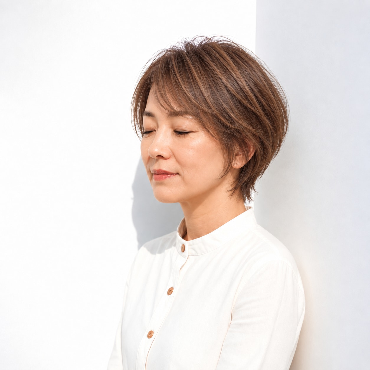 毛先の動きが華やかなショートレイヤー