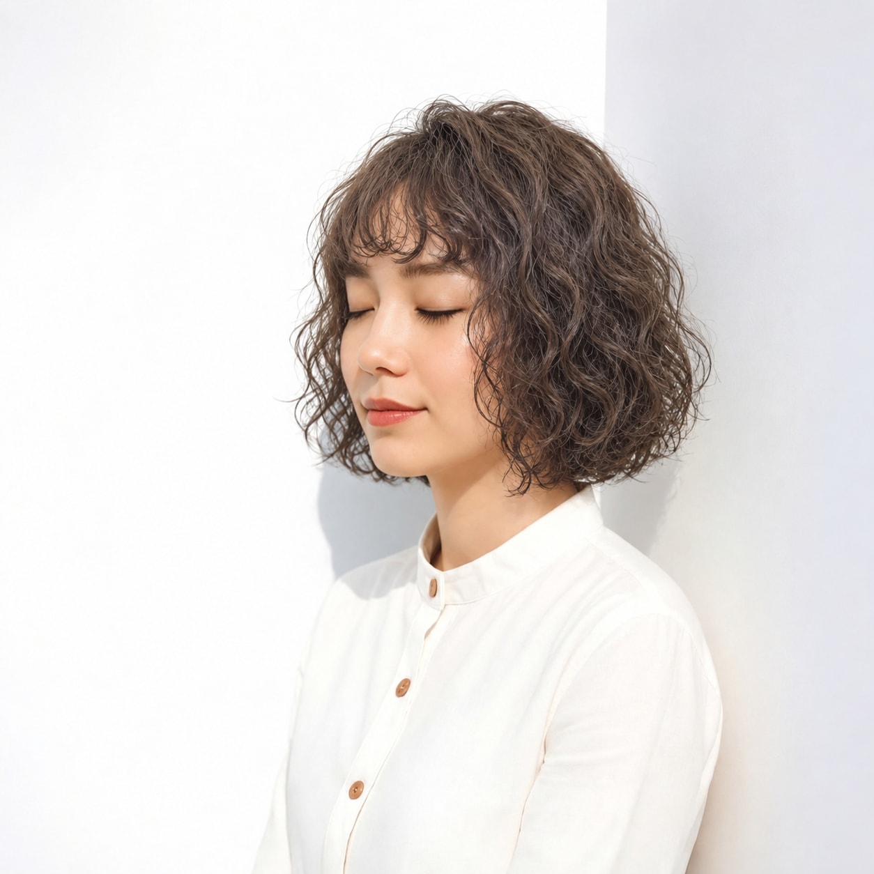 4. 強めボブパーマ × 外ハネカール：首元に空間ができ、短いレングスでも軽快に見えます