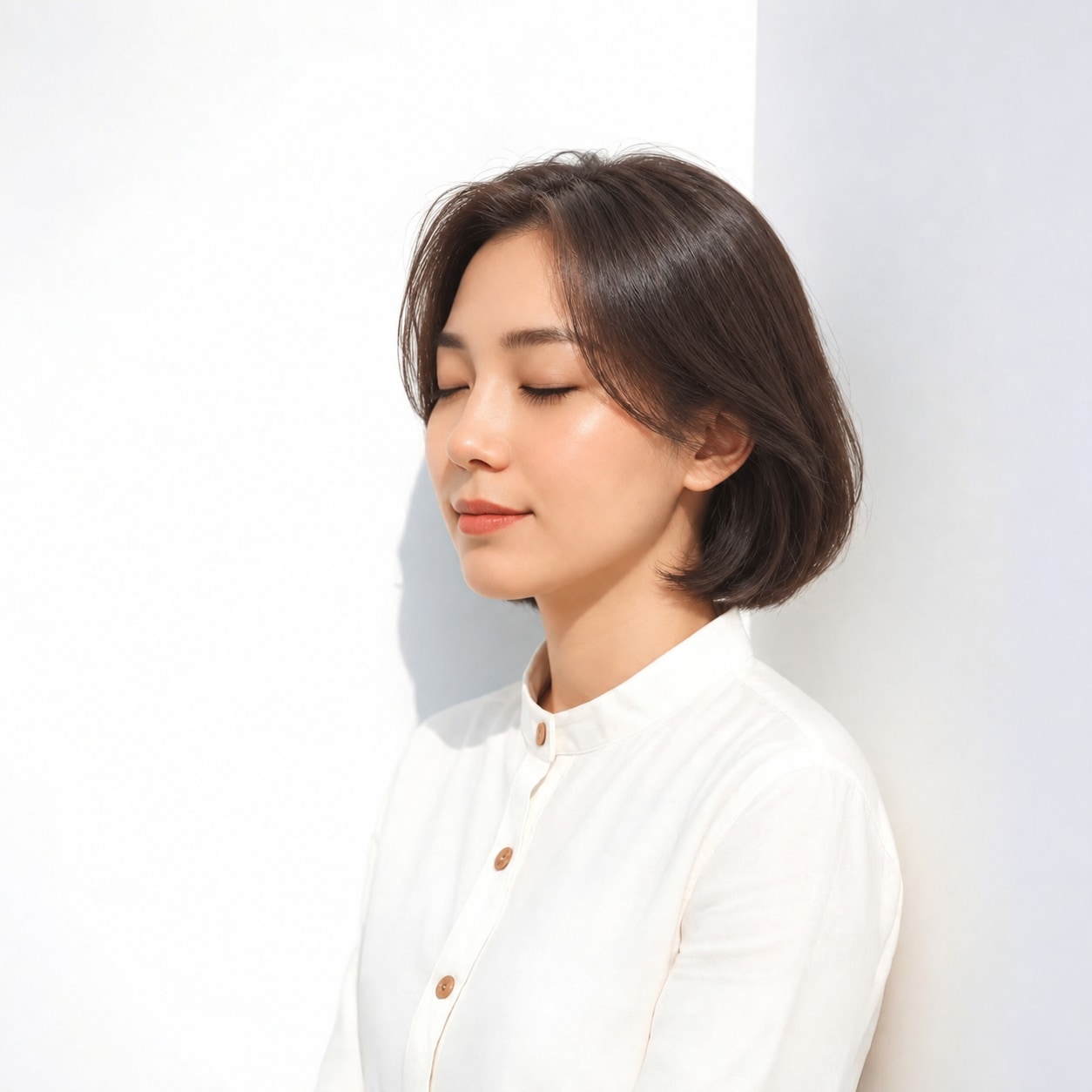4. 韓国ボブ × 前髪なし × 耳かけ：片側に余白ができ、コンパクトな形へ軽さを足せます