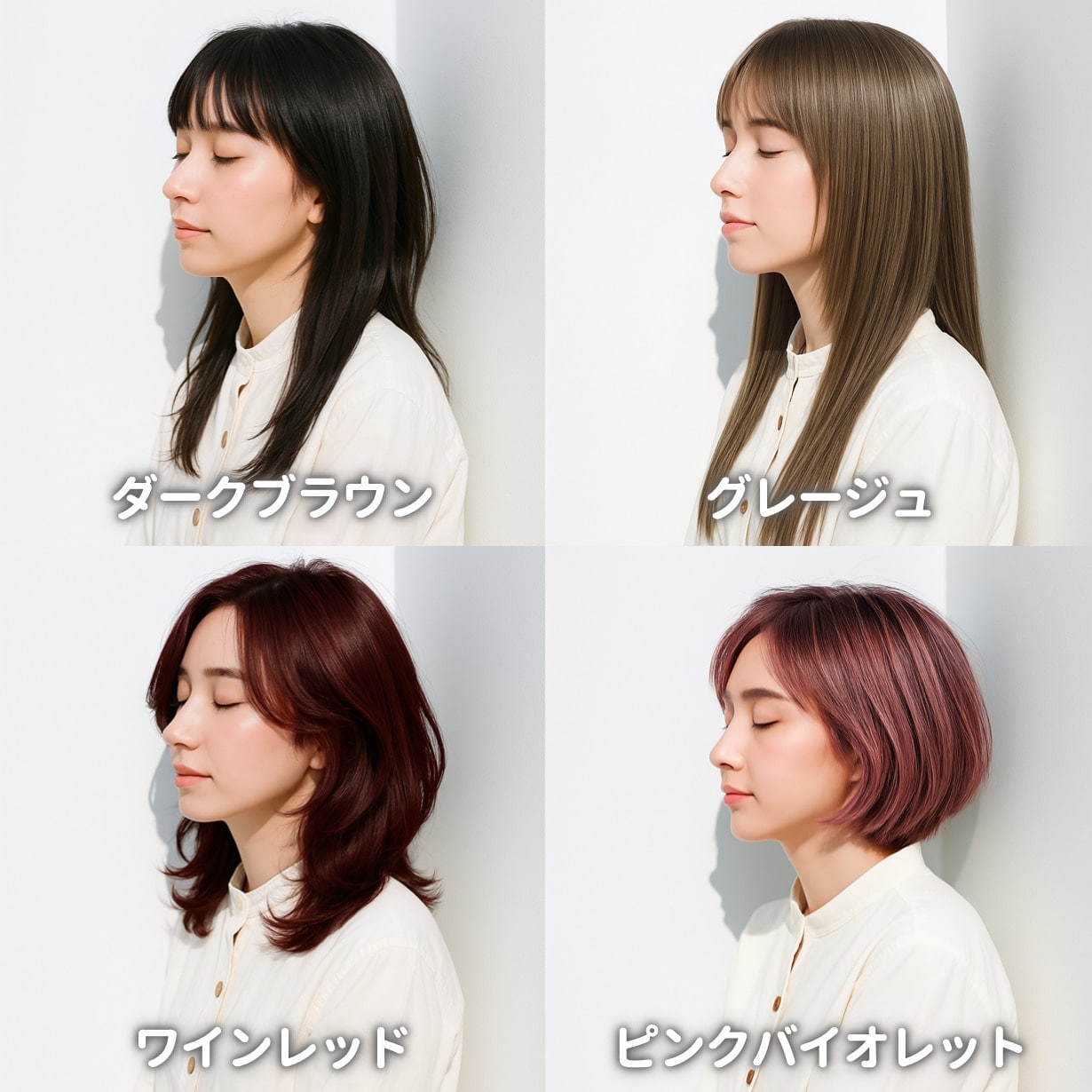 ブルベ冬タイプ(ウィンター)に似合う髪色の例