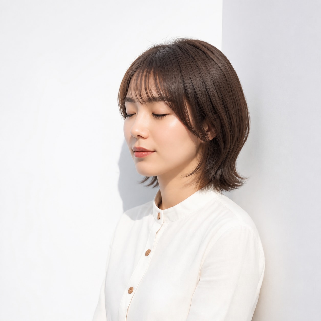 5. くびれボブ × 控えめな毛先：上品にまとまる