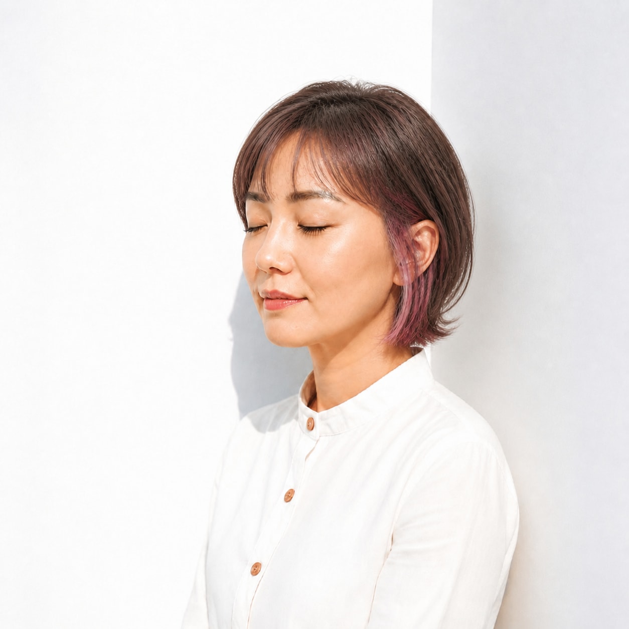 5. インナーカラー × モーブピンク：深みのある色で落ち着いた華やかさ