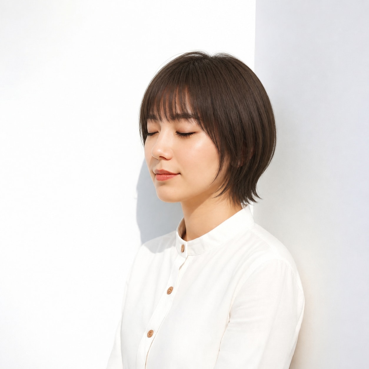 5. ウルフボブ × 前髪あり × マッシュシルエット：後頭部の丸みをきれいに