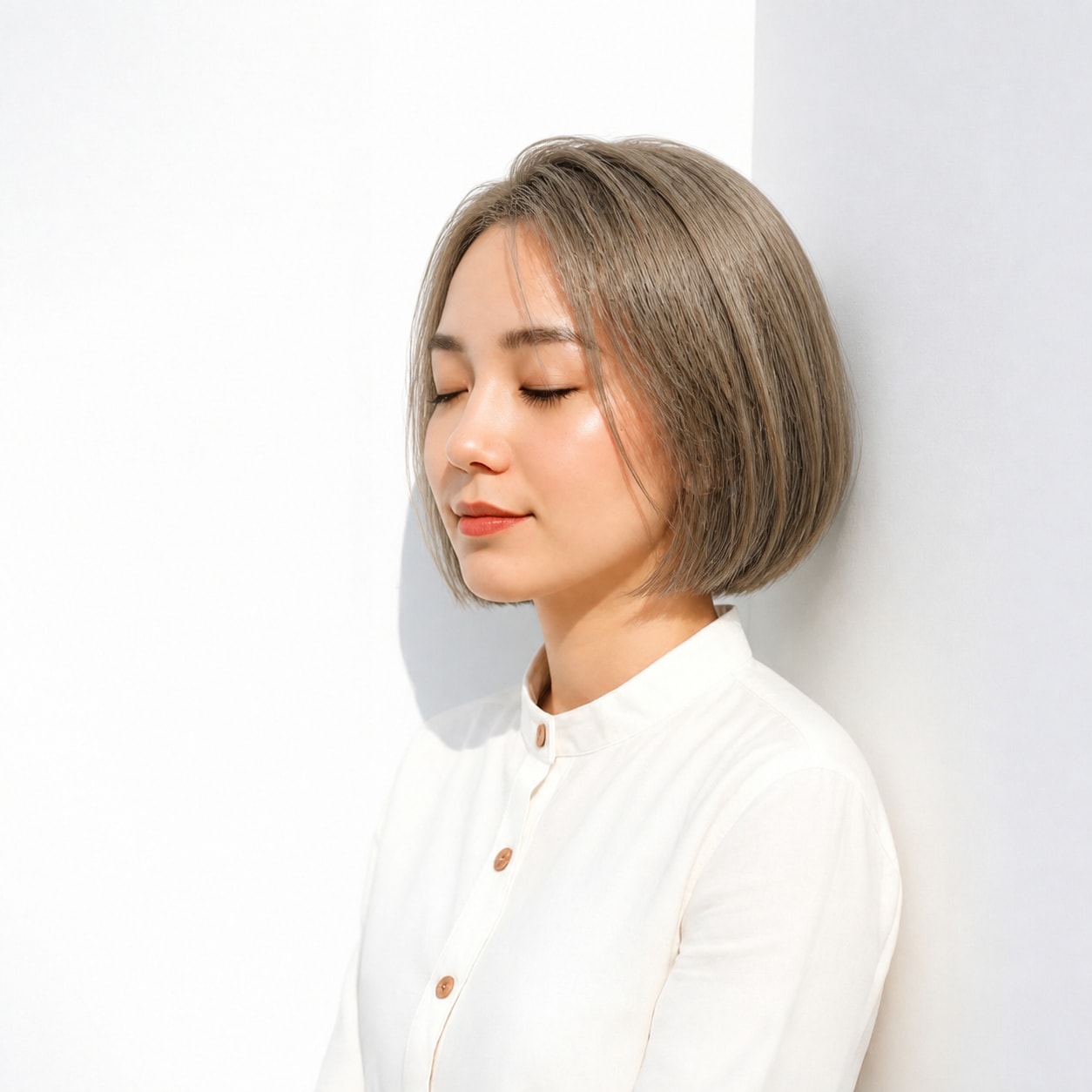 5. ゴールドアッシュ × 丸みボブ：まろやかなゴールドでやさしい印象
