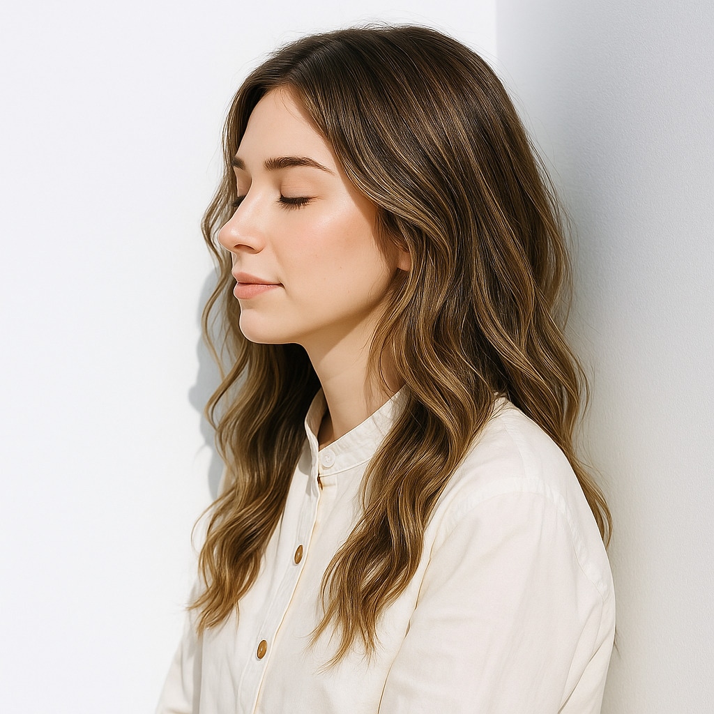 5. ゴールドベージュ×ハイライト：ロングヘアでも軽やかな印象に