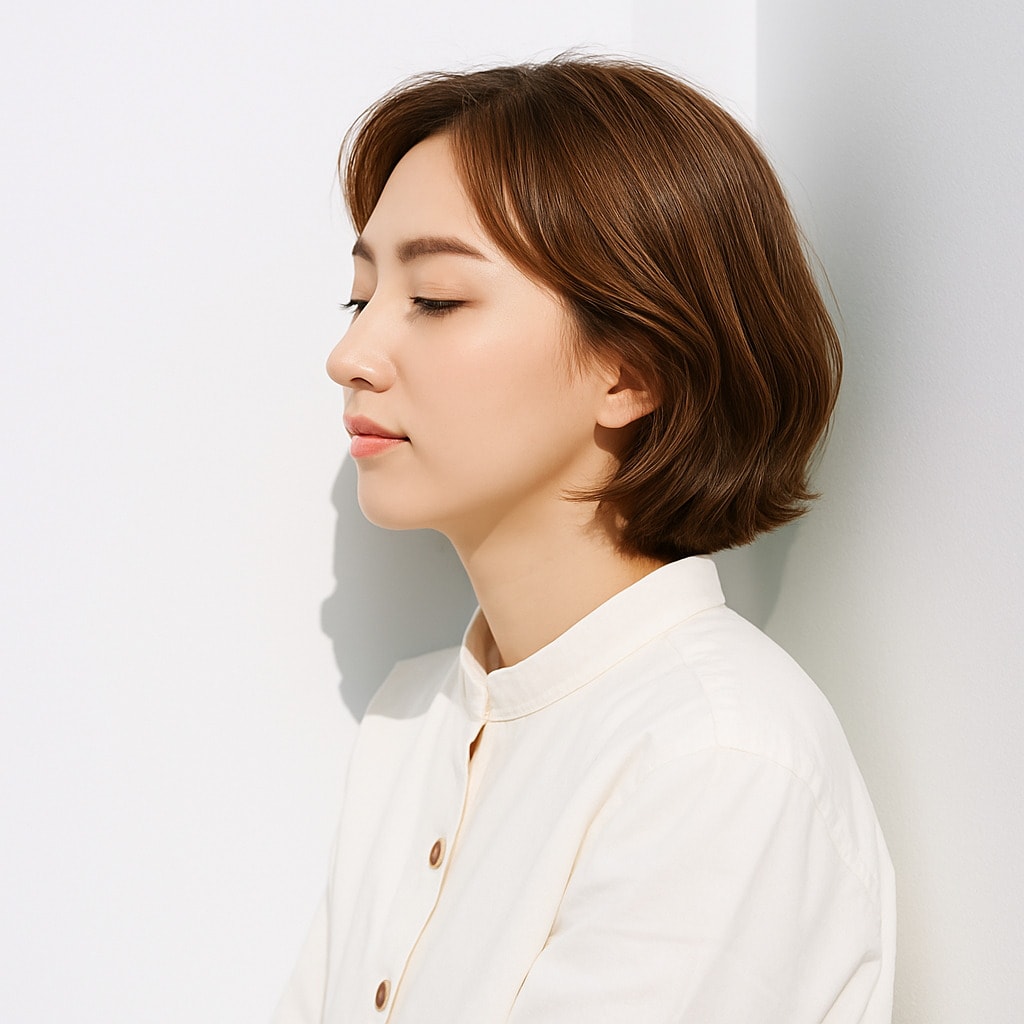 5. シナモンベージュ×ブリーチなし：穏やかなベージュトーンでこなれ感を