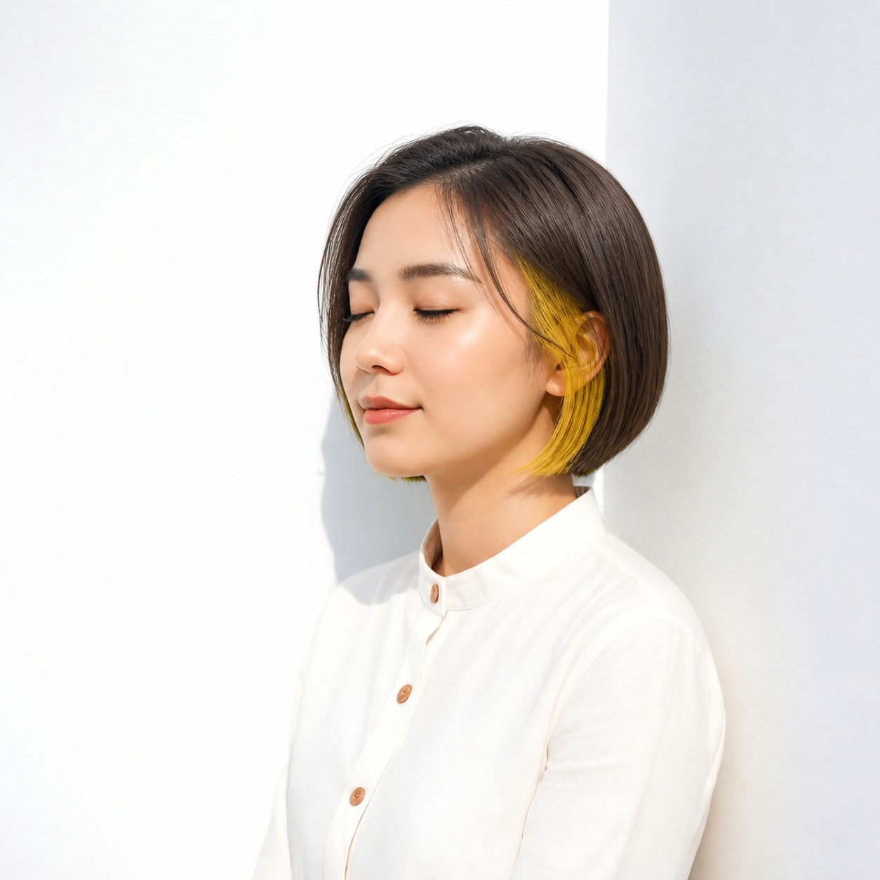 5. ショート × イエローのインナーカラー：耳元を明るく