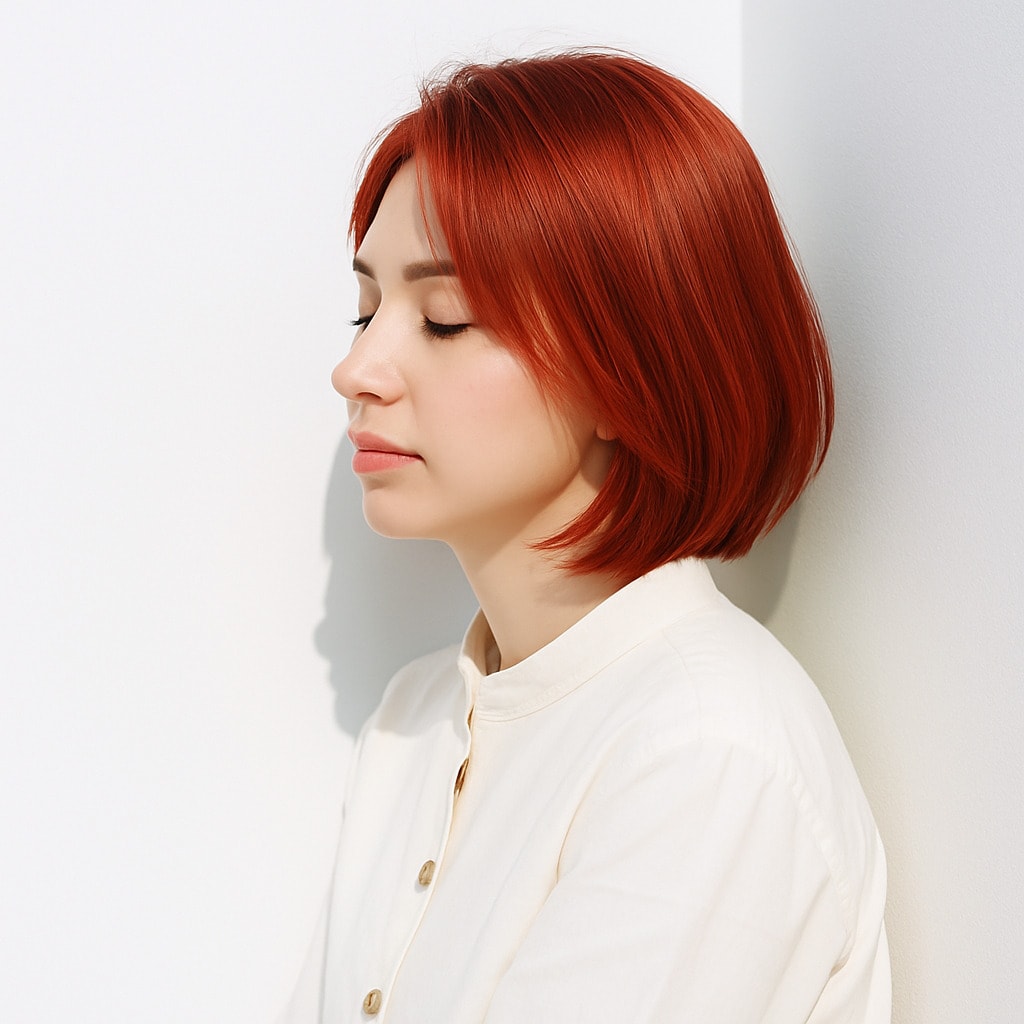 5. ピンクオレンジ×明るめ：柔らかな陰影で立体感を演出