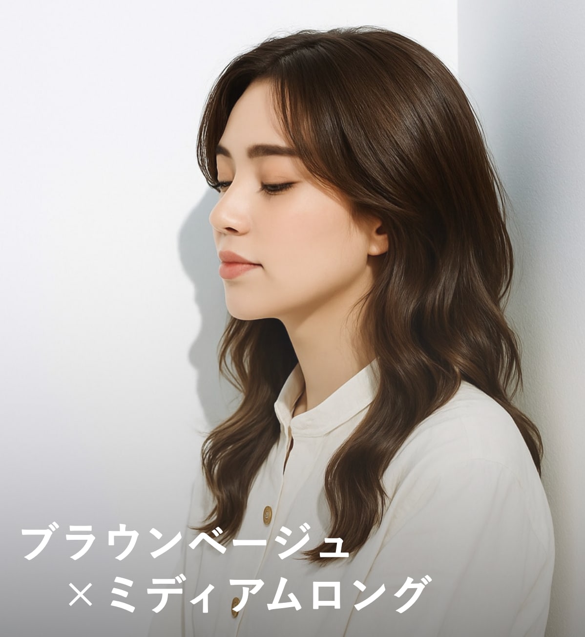 5. ブラウンベージュ×ミディアムロング