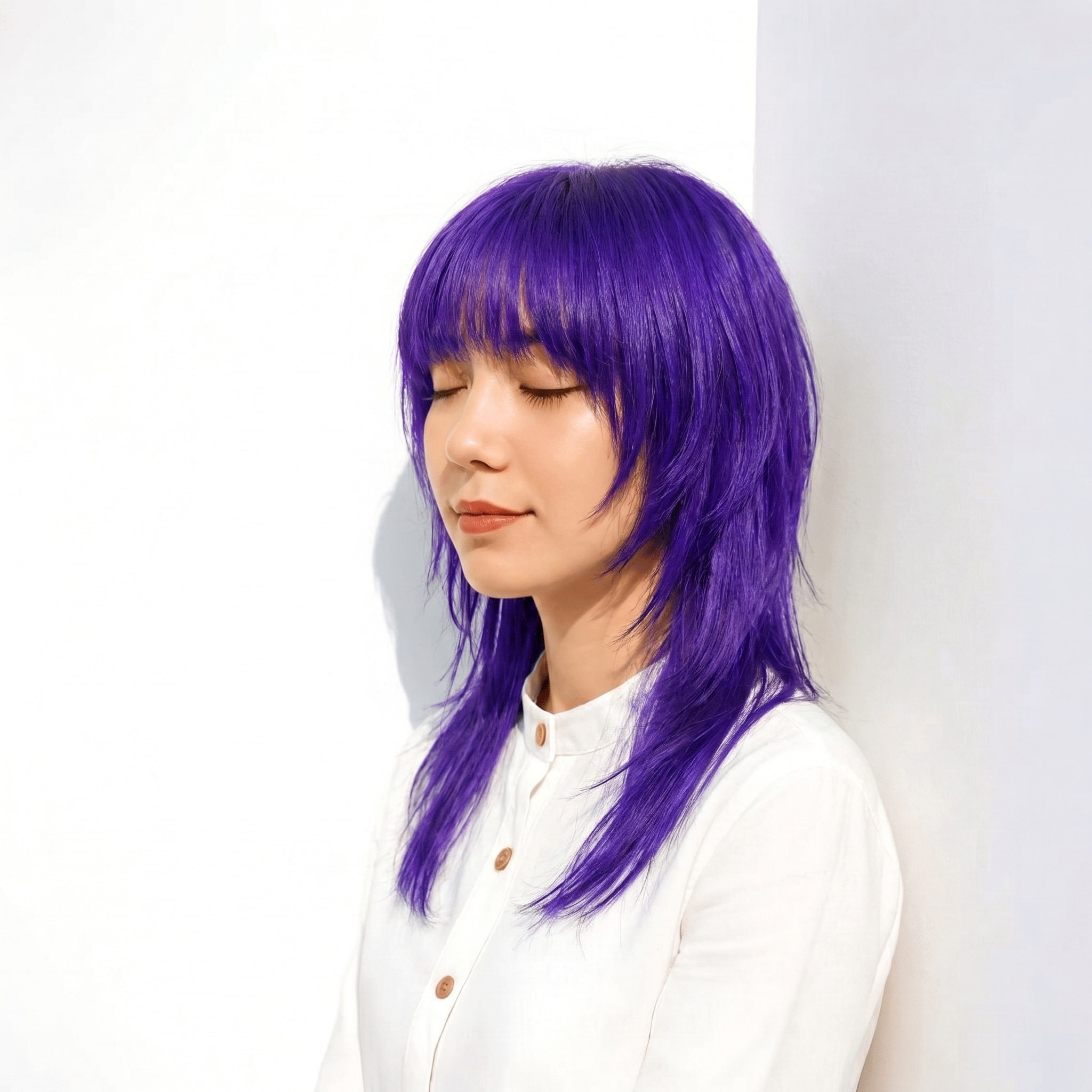 5. ブルーバイオレット×ミディアム: 赤みを抑えた寒色感で、透明感をきりっと引き出す
