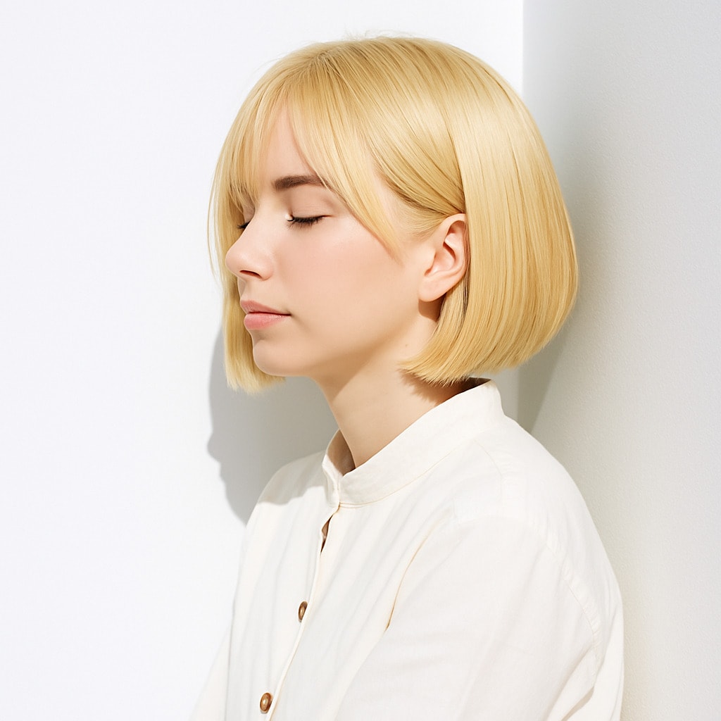 5. ホワイトブロンド×ふんわり：顔まわりを明るく見せる短めワンレン