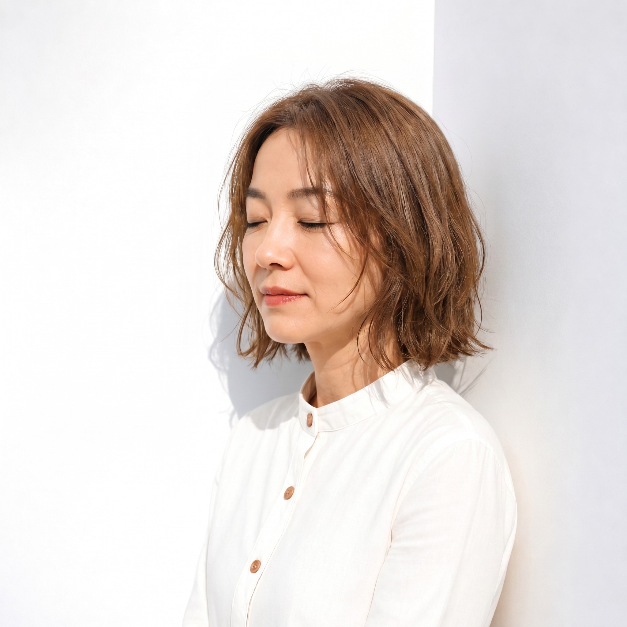 5. ミディアムボブ：ゆるい波ウェーブで柔らかさを演出