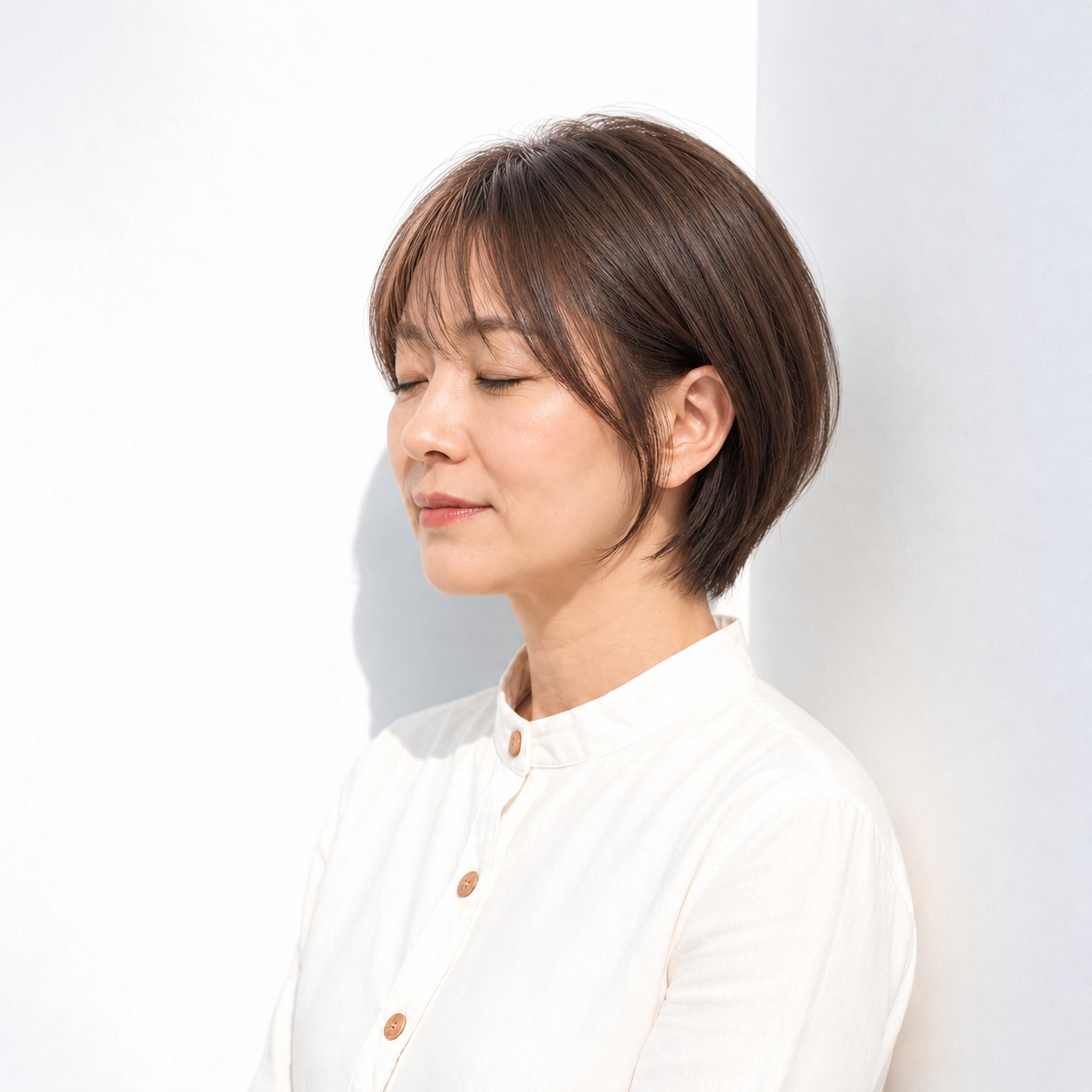 5. 流しバング × 耳かけボブ：顔まわりを自然につなぐ