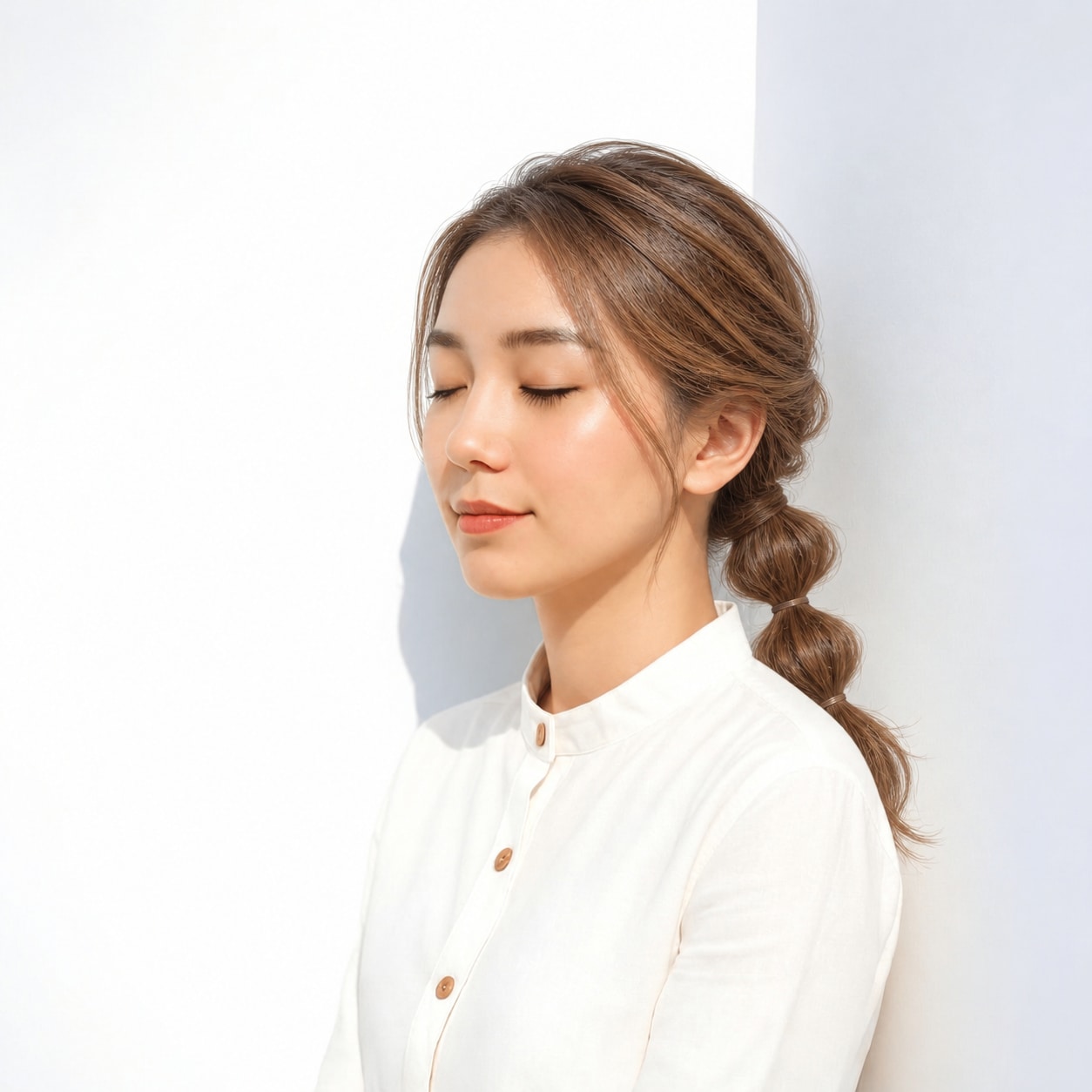 5. 玉ねぎヘア × ミニ玉ねぎヘア：短めの髪でも節が崩れにくく、軽快にまとまります