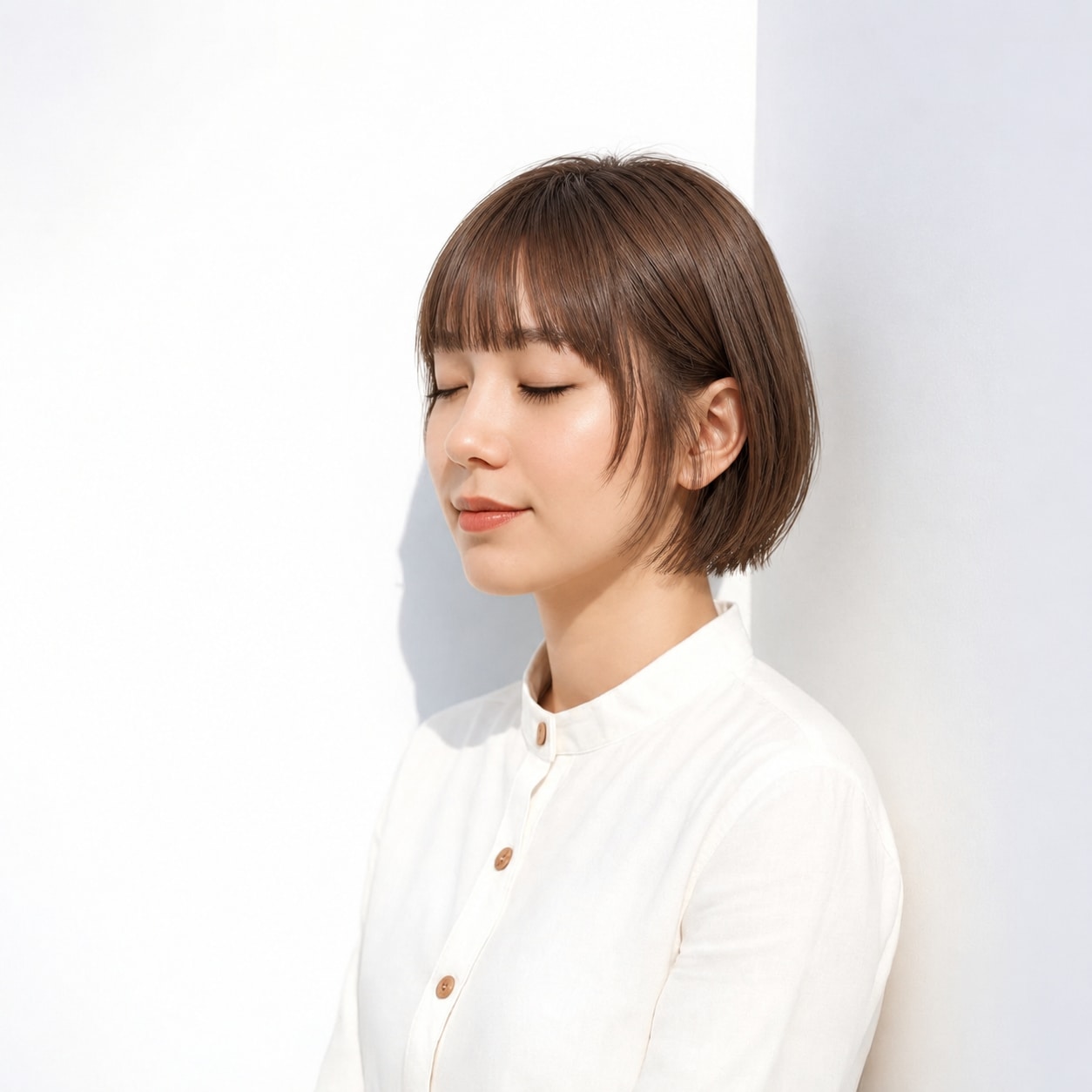 3. 重め前髪 × ミニボブ：コンパクトで可愛らしく