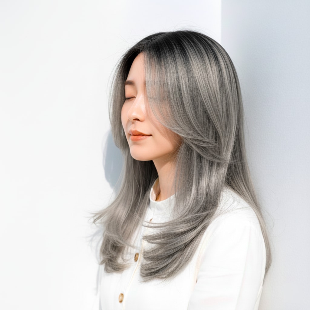 自然なグラデーションになるシャドールーツ_バレイヤージュ