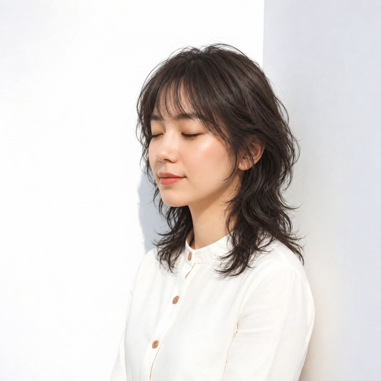 6. ウルフパーマ × 縦ウェーブ：すっきりした毛流れで大人っぽく