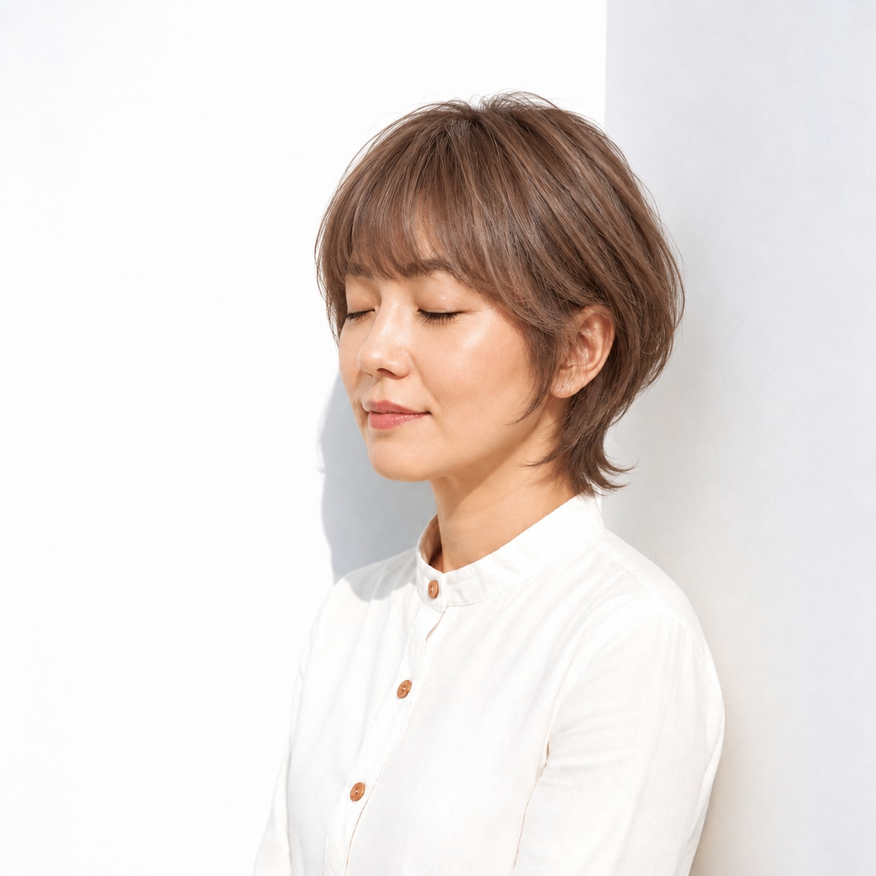 6. ウルフボブ × 薄め前髪：トップの丸みを保ちながら、顔まわりに親しみやすさが出ます