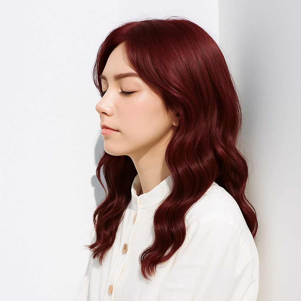 6. カシスピンク×ツヤ感：上品なツヤが髪に華やかさを添える