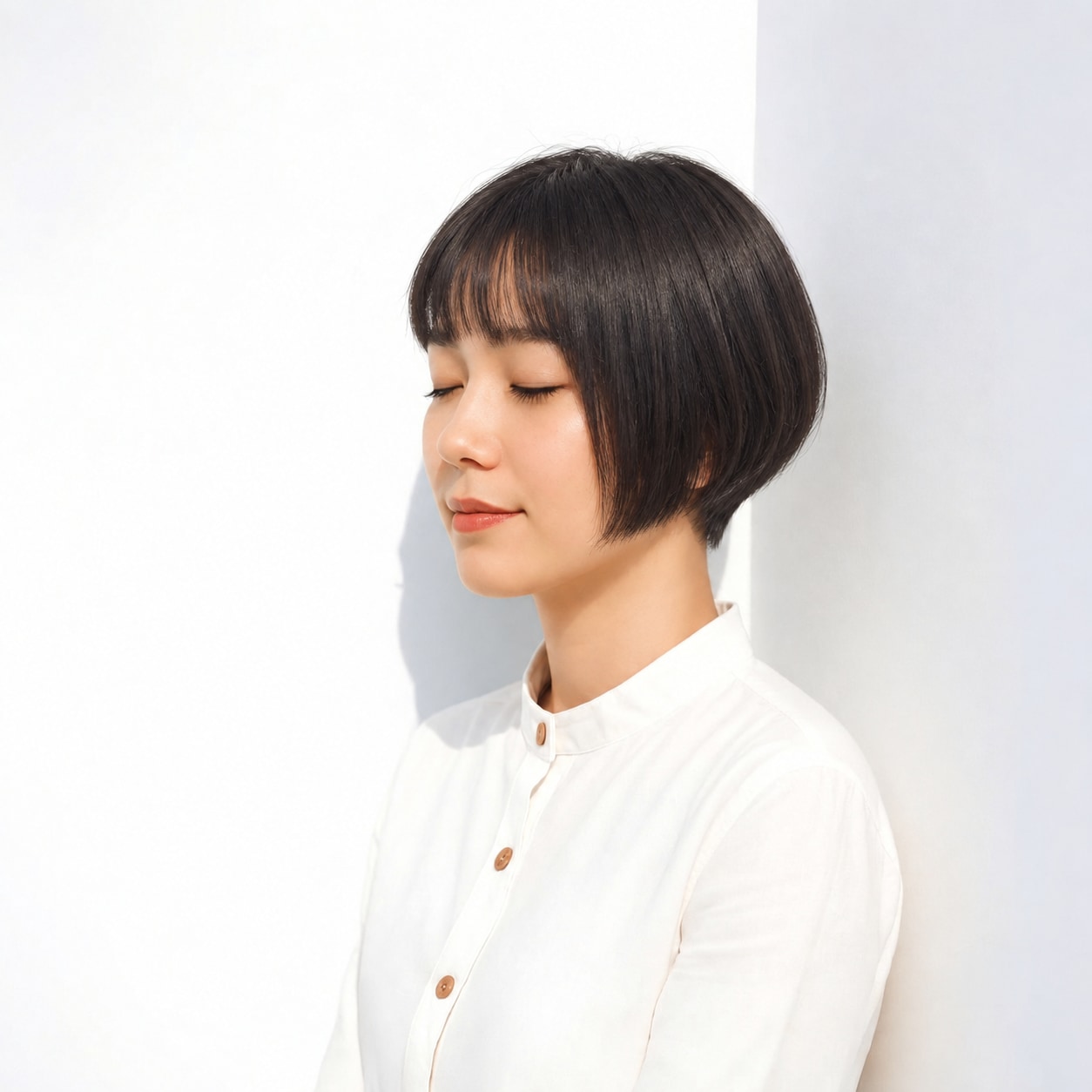 6. グラデーションボブ × 耳かけ：片側に余白ができ、コンパクトな形へ軽さを足せます