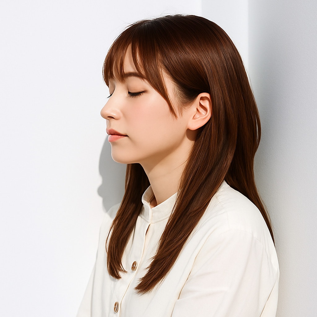 6. シフォンベージュ×ブリーチなし：黒髪からでも再現しやすいヘアカラー